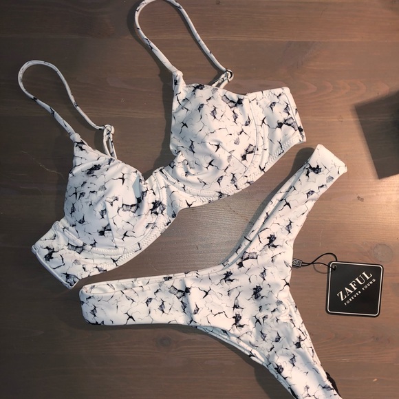 Zaful Marble Print Bathing Suit🦋 - Picture 1 of 4